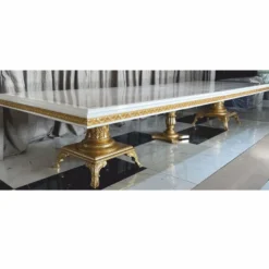 Casa Padrino Luxus Barock Esstisch Creme / Weiß / Gold 350 cm - Barock Esszimmer Möbel