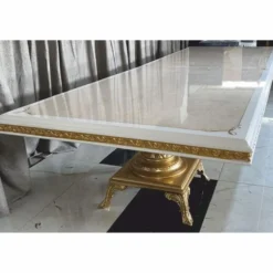 Casa Padrino Luxus Barock Esstisch Creme / Weiß / Gold 350 cm - Barock Esszimmer Möbel