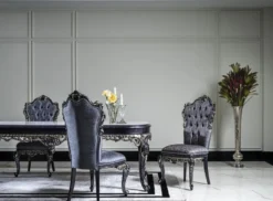 Casa Padrino Luxus Barock Esstisch Weiß / Blau / Gold - Handgefertigter Massivholz Esszimmertisch - Barock Esszimmer Möbel - Edel & Prunkvoll