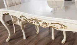 Casa Padrino Luxus Barock Esstisch Weiß / Gold - Rechteckiger Barockstil Küchentisch - Luxus Esszimmer Möbel im Barockstil - Barock Esszimmer Möbel - Barock Einrichtung