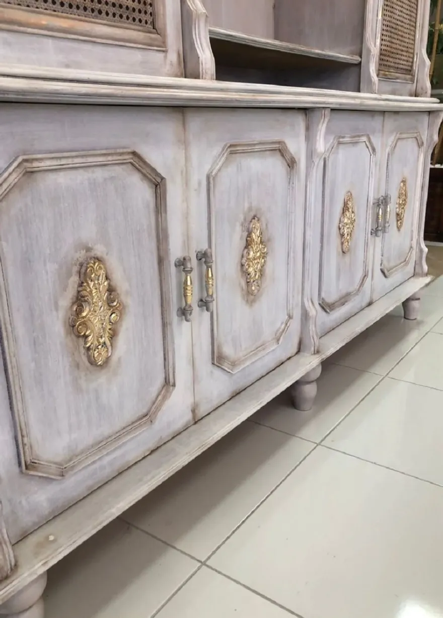 Casa Padrino Luxus Barock Esszimmer Schrank Antik Grau / Antik Gold
