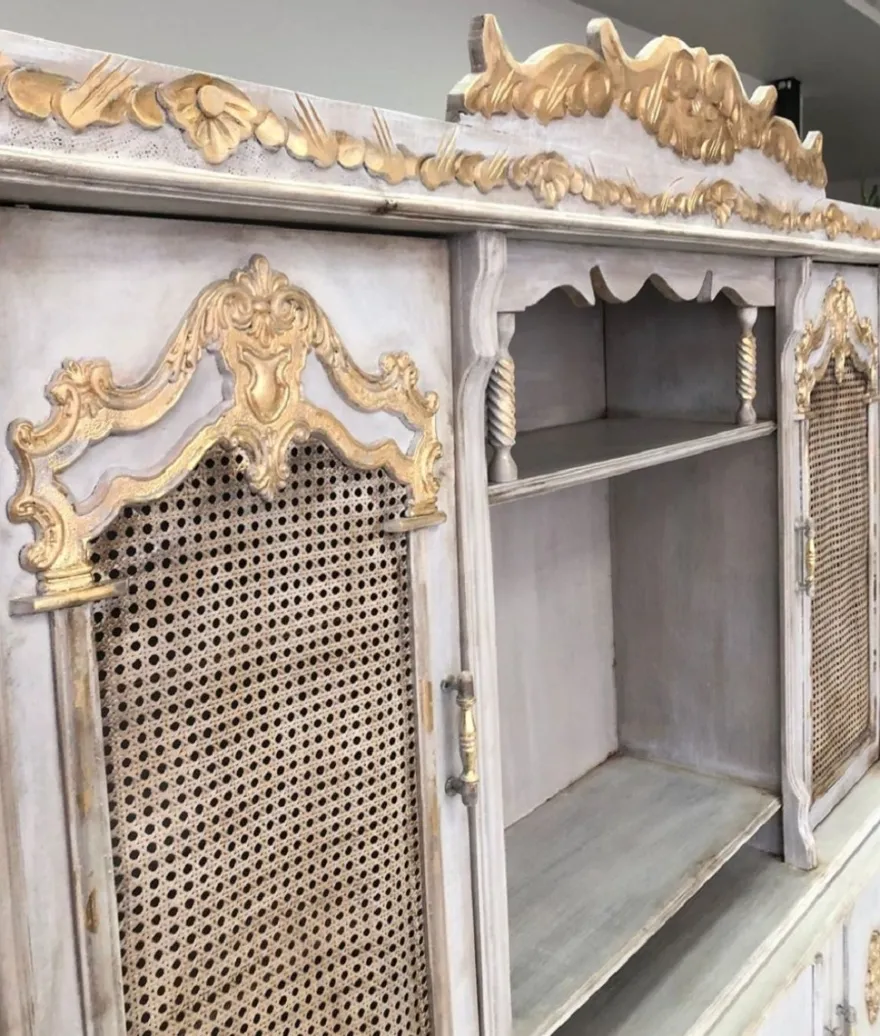 Casa Padrino Luxus Barock Esszimmer Schrank Antik Grau / Antik Gold