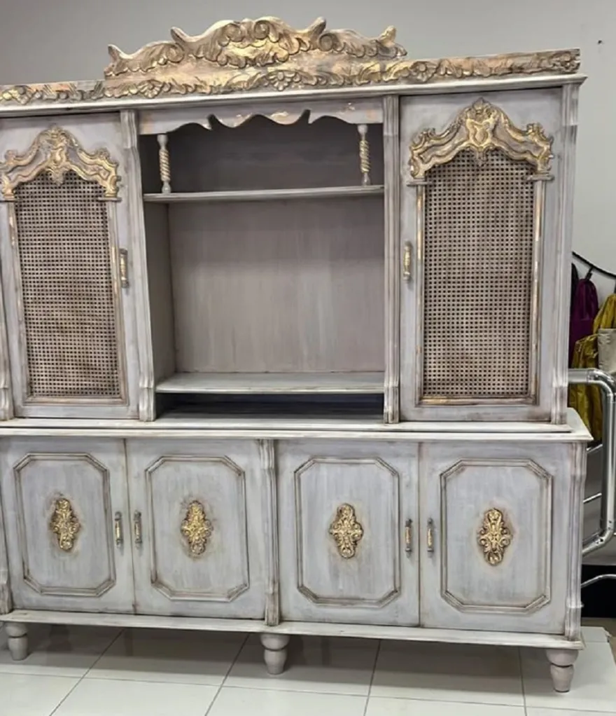 Casa Padrino Luxus Barock Esszimmer Schrank Antik Grau / Antik Gold