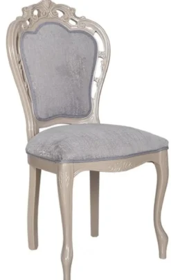 Casa Padrino Luxus Barock Esszimmer Stuhl Grau / Hochglanz Beige 49,5 x 57 x H. 102,5 cm - Barockstil Küchen Stuhl - Prunkvolle Luxus Esszimmer Möbel im Barockstil - Barock Möbel
