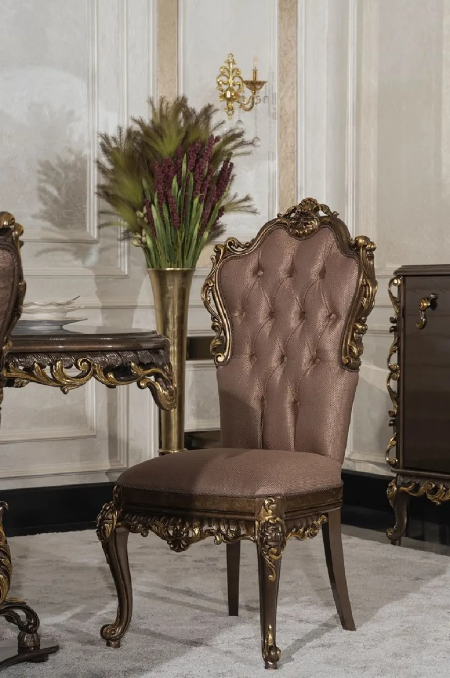 Casa Padrino Luxus Barock Esszimmer Stuhl 6er Set Grau / Braun / Gold - Prunkvolle Barockstil Küchen Stühle - Luxus Esszimmer Möbel im Barockstil - Barock Esszimmer Möbel - Barockstil Möbel