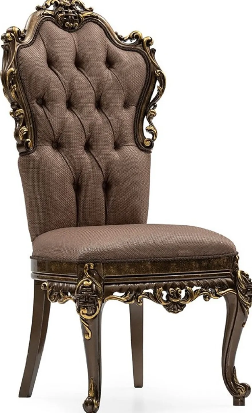 Casa Padrino Luxus Barock Esszimmer Stuhl 6er Set Grau / Braun / Gold - Prunkvolle Barockstil Küchen Stühle - Luxus Esszimmer Möbel im Barockstil - Barock Esszimmer Möbel - Barockstil Möbel