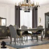 Casa Padrino Luxus Barock Esstisch Grau / Gold - Edler Massivholz Esszimmertisch - Barock Esszimmer Möbel - Edel & Prunkvoll