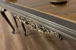 Casa Padrino Luxus Barock Esstisch Grau / Gold - Edler Massivholz Esszimmertisch - Barock Esszimmer Möbel - Edel & Prunkvoll