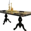Casa Padrino Luxus Barock Esszimmer Set Schwarz / Gold - 1 Esstisch mit Glasplatte & 6 Esszimmerstühle - Edle Esszimmer Möbel im Barockstil