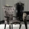 Casa Padrino Luxus Barock Esszimmer Stuhl 8er Set mit Armlehnen Silber / Schwarz / Silber - Prunkvolle Barockstil Küchen Stühle - Luxus Barock Esszimmer Möbel - Edel & Prunkvoll