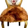 Casa Padrino Luxus Barock Esszimmer Stuhl Marilyn Monroe mit Kunstfell Gold - Handgefertigter Pop Art Designer Stuhl