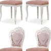 Casa Padrino Luxus Barock Esszimmer Stuhl 4er Set mit elegantem Muster Rosa / Weiß - Barockstil Küchen Stühle - Prunkvolle Luxus Esszimmer Möbel im Barockstil - Edel & Prunkvoll