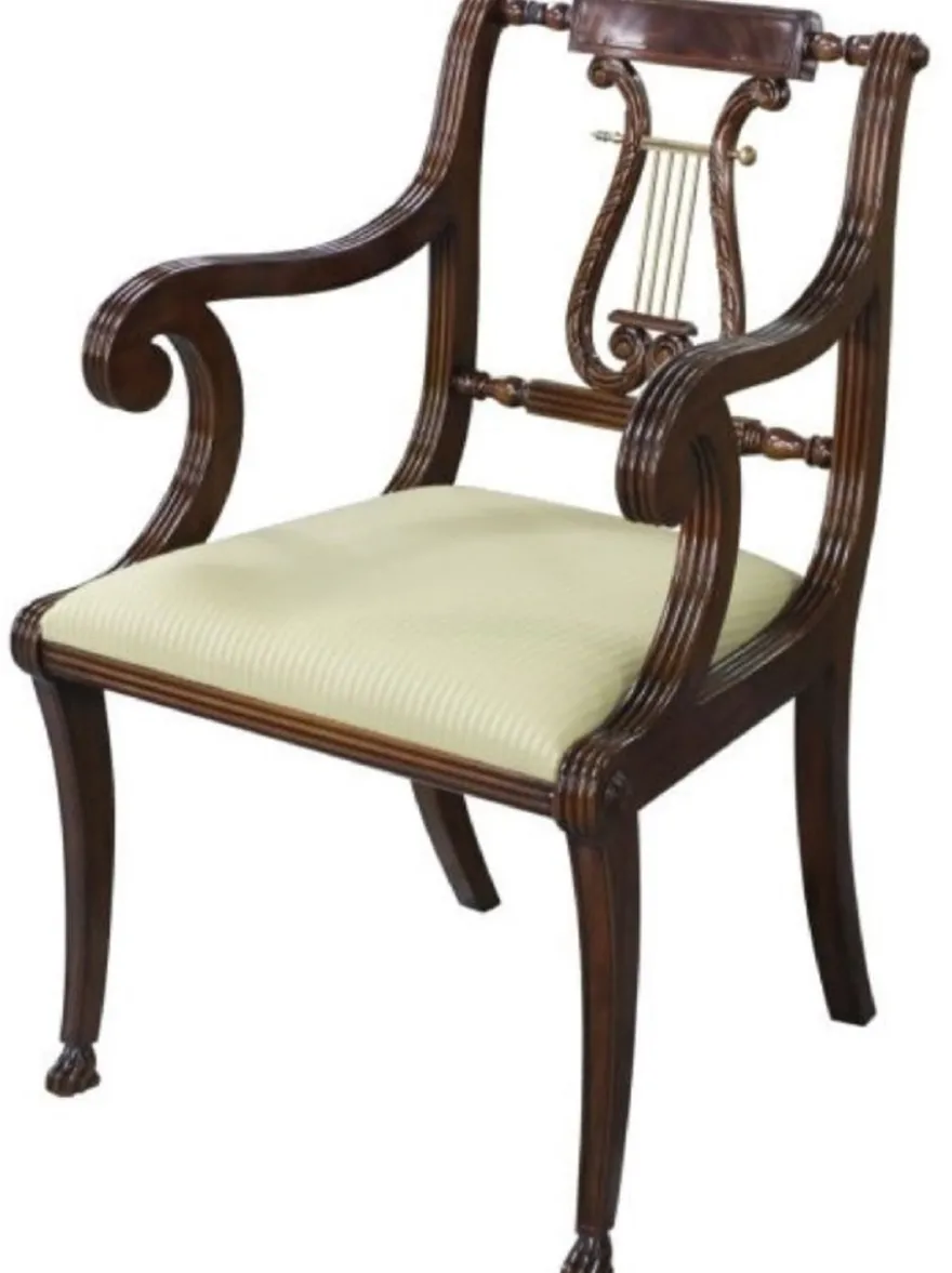 Casa Padrino Luxus Barock Esszimmerstuhl mit Armlehnen Braun / Gold 59 x 59 x H. 88 cm - Esszimmermöbel