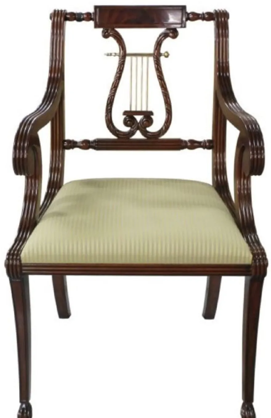 Casa Padrino Luxus Barock Esszimmerstuhl mit Armlehnen Braun / Gold 59 x 59 x H. 88 cm - Esszimmermöbel