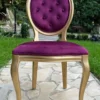 Casa Padrino Luxus Barock Esszimmer Stuhl Lila / Gold - Handgefertigter Antik Stil Stuhl mit edlem Samtstoff - Esszimmer Möbel im Barockstil - Barock Möbel - Barock Einrichtung