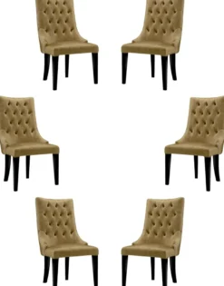 Casa Padrino Luxus Barock Esszimmer Stuhl Set Gold / Schwarz / Silber 54 x 55 x H. 110 cm - Edle Küchen Stühle mit Samtstoff - Barock Stühle 6er Set - Esszimmer Möbel
