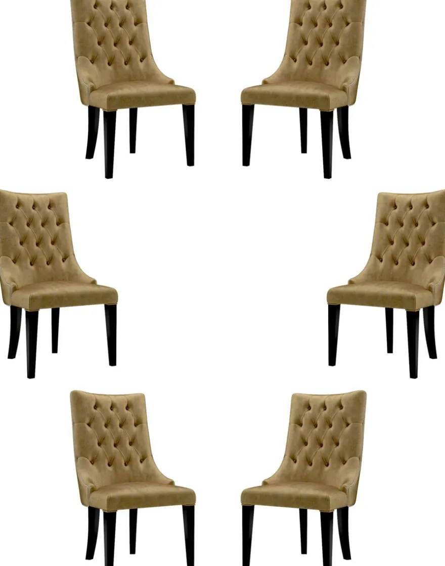 Casa Padrino Luxus Barock Esszimmer Stuhl Set Gold / Schwarz / Silber 54 x 55 x H. 110 cm - Edle Küchen Stühle mit Samtstoff - Barock Stühle 6er Set - Esszimmer Möbel