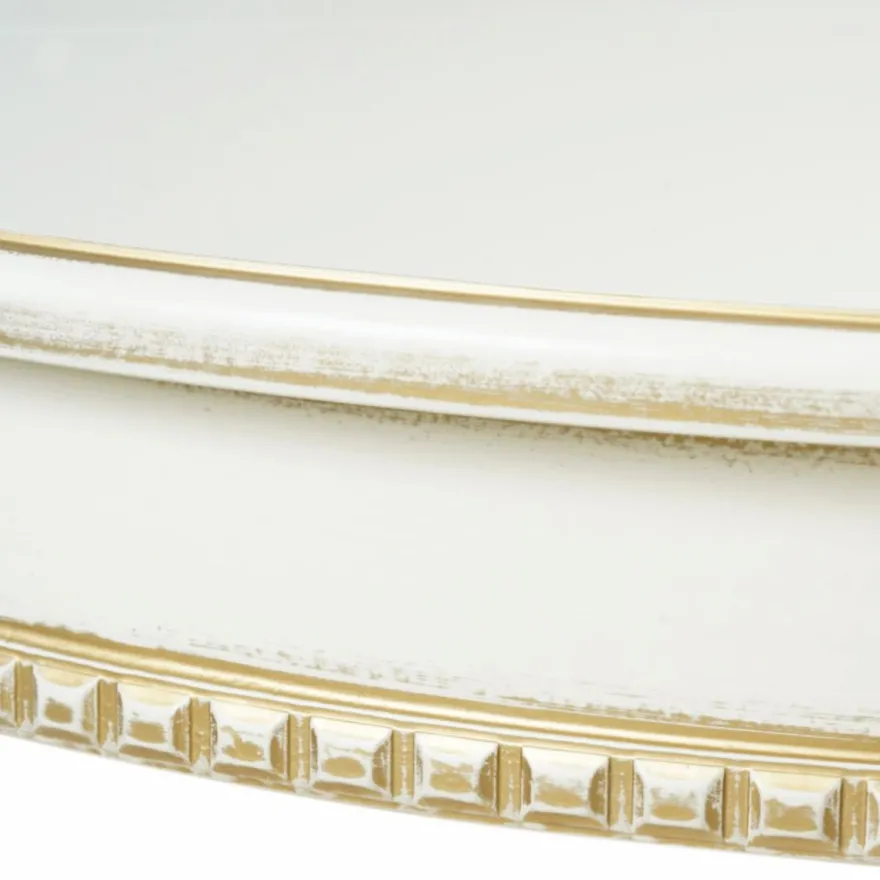 Casa Padrino Luxus Barock Esstisch Weiß / Gold 100-140 cm - Barock Esszimmer Möbel