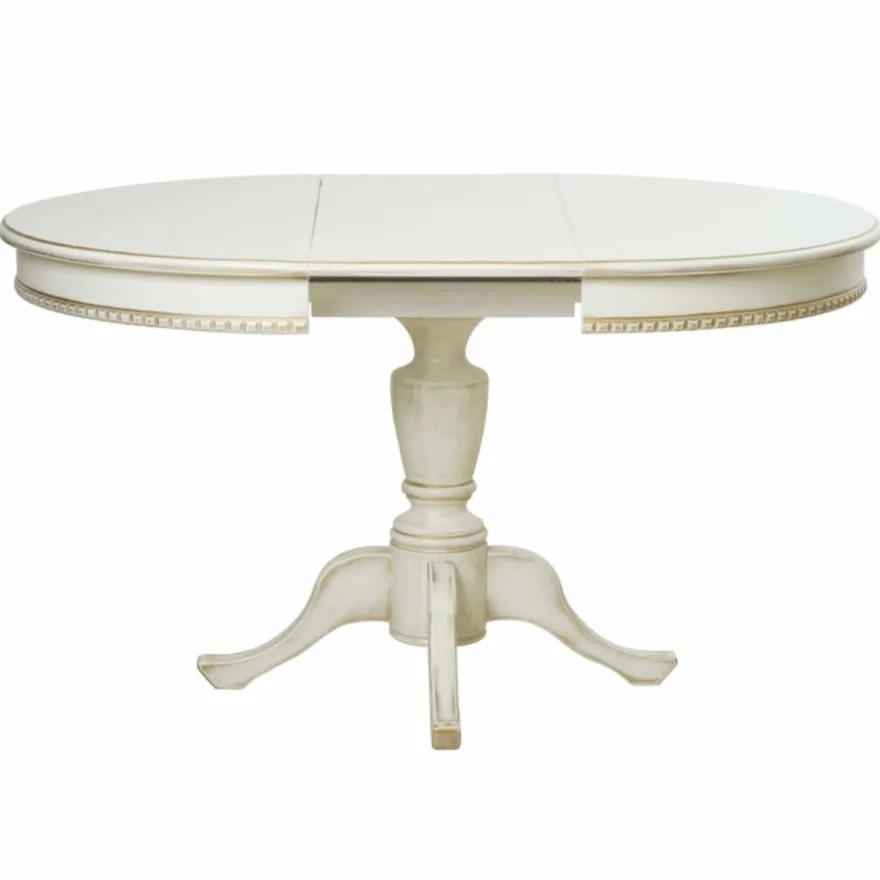 Casa Padrino Luxus Barock Esstisch Weiß / Gold 100-140 cm - Barock Esszimmer Möbel