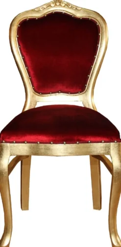 Casa Padrino Luxus Barock Esszimmer Set Bordeauxrot / Gold 45 x 46 x H. 99 cm - 6 handgefertigte Esszimmerstühle - Barock Esszimmermöbel