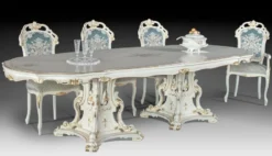 Casa Padrino Luxus Barock Esstisch Elfenbein / Mehrfarbig / Gold 700 cm - Riesiger Massivholz Esszimmertisch im Barockstil - Barock Esszimmer & Hotel Möbel - Luxus Qualität - Made in Italy