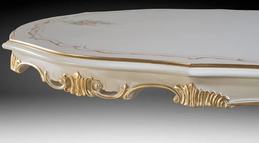 Casa Padrino Luxus Barock Esstisch Elfenbein / Mehrfarbig / Gold 700 cm - Riesiger Massivholz Esszimmertisch im Barockstil - Barock Esszimmer & Hotel Möbel - Luxus Qualität - Made in Italy