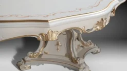 Casa Padrino Luxus Barock Esstisch Elfenbein / Mehrfarbig / Gold 700 cm - Riesiger Massivholz Esszimmertisch im Barockstil - Barock Esszimmer & Hotel Möbel - Luxus Qualität - Made in Italy