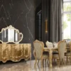 Casa Padrino Luxus Barock Esszimmer Stuhl 8er Set Grün / Antik Gold - Prunkvolle Barockstil Küchen Stühle - Luxus Barockstil Esszimmer Möbel - Barock Esszimmer Möbel - Barockstil Möbel