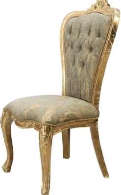 Casa Padrino Luxus Barock Esszimmer Stuhl 8er Set Grün / Antik Gold - Prunkvolle Barockstil Küchen Stühle - Luxus Barockstil Esszimmer Möbel - Barock Esszimmer Möbel - Barockstil Möbel