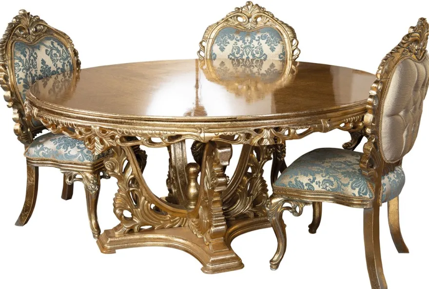 Casa Padrino Luxus Barock Esszimmer Stuhl 4er Set Türkis / Gold - Prunkvolle Barockstil Küchen Stühle - Luxus Esszimmer Möbel im Barockstil - Barock Esszimmer Möbel - Barockstil Möbel