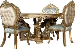 Casa Padrino Luxus Barock Esszimmer Stuhl 4er Set Türkis / Gold - Prunkvolle Barockstil Küchen Stühle - Luxus Esszimmer Möbel im Barockstil - Barock Esszimmer Möbel - Barockstil Möbel