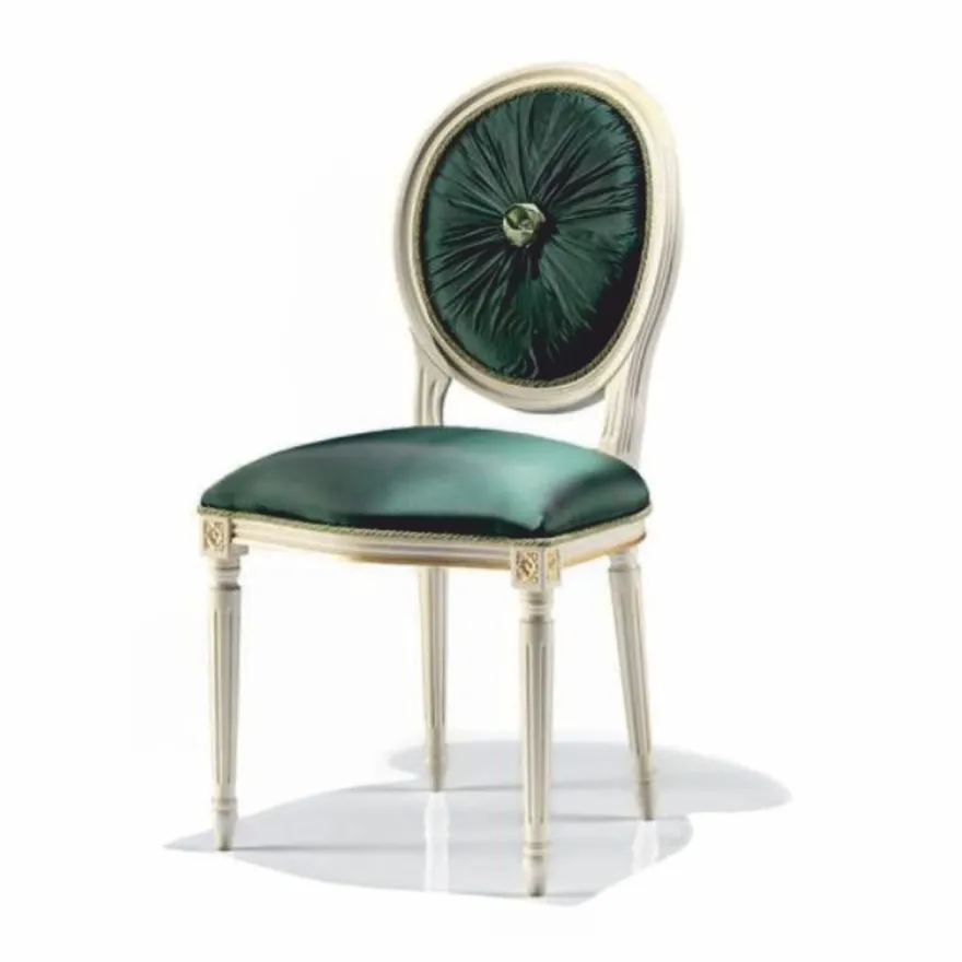Casa Padrino Luxus Barock Esszimmer Stuhl Grün / Weiß / Gold - Made in Italy