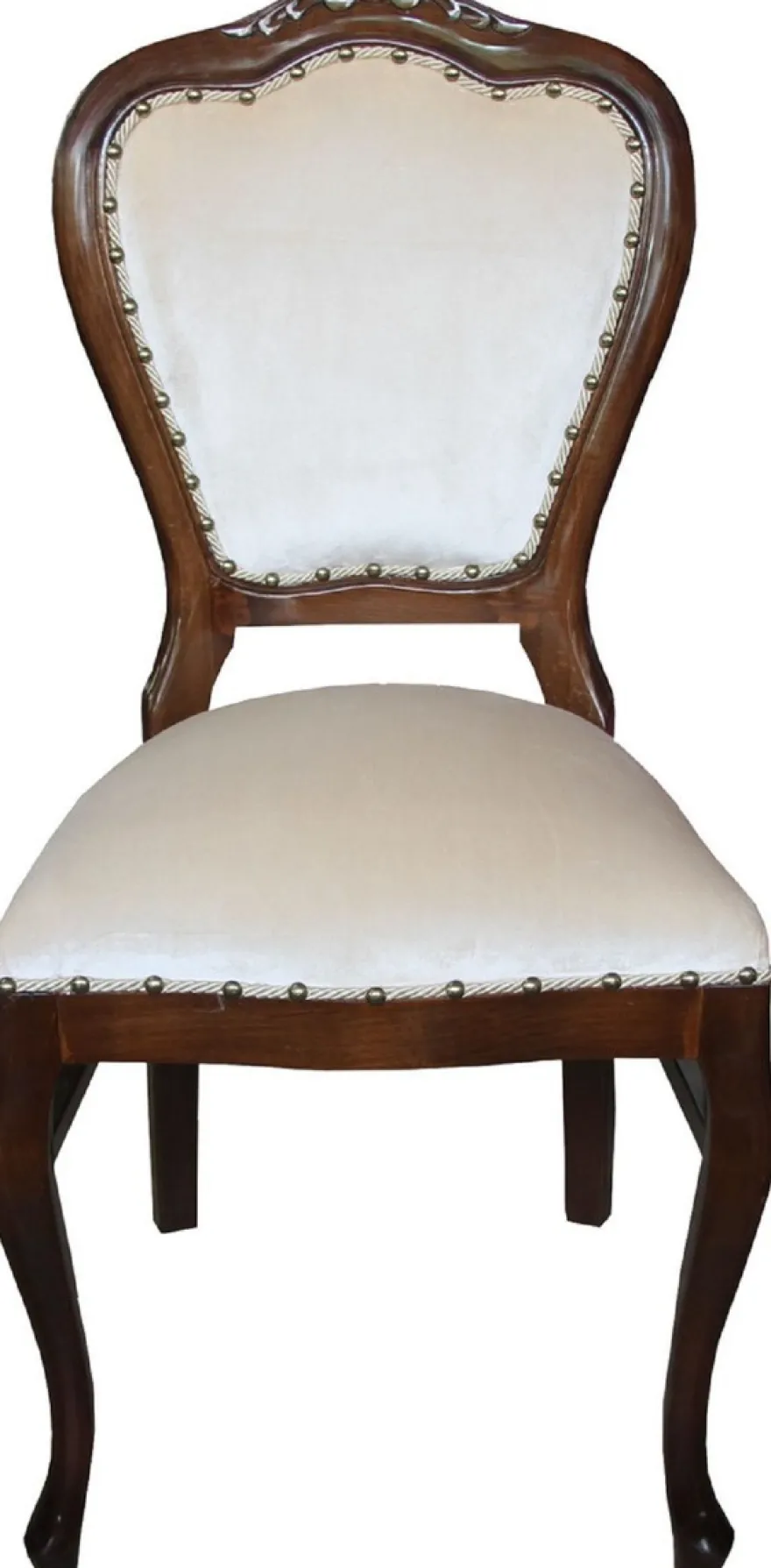 Casa Padrino Luxus Barock Esszimmer Set Creme / Braun 45 x 46 x H. 99 cm - 6 handgefertigte Esszimmerstühle - Barock Esszimmermöbel