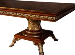 Casa Padrino Luxus Barock Esszimmer Set Gold / Braun - 1 Esstisch & 6 Esszimmerstühle - Edle Esszimmer Möbel im Barockstil