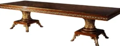 Casa Padrino Luxus Barock Esszimmer Set Gold / Braun - 1 Esstisch & 6 Esszimmerstühle - Edle Esszimmer Möbel im Barockstil