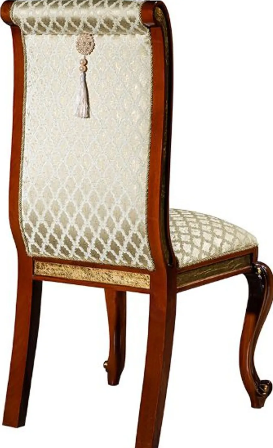 Casa Padrino Luxus Barock Esszimmer Set Gold / Braun - 1 Esstisch & 6 Esszimmerstühle - Edle Esszimmer Möbel im Barockstil