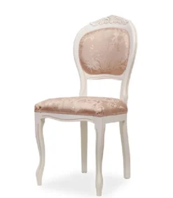 Casa Padrino Luxus Barock Esszimmer Stuhl Rosa / Weiß H. 97 cm