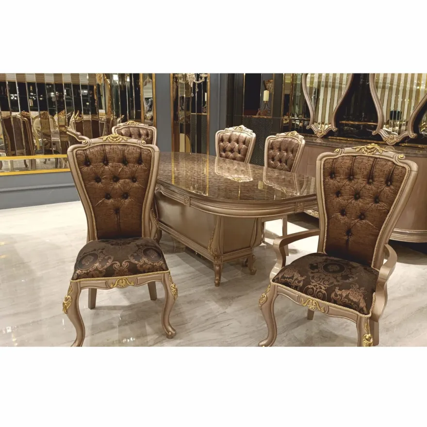 Casa Padrino Luxus Barock Esszimmer Stuhl mit Armlehnen Schwarz / Grau / Gold H. 113 cm - Barock Möbel