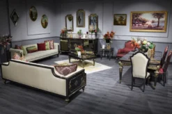 Casa Padrino Luxus Barock Esszimmer Set - 1 Esstisch & 6 Esszimmerstühle - Handgefertigte Esszimmer Möbel im Barockstil