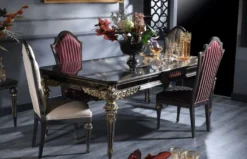 Casa Padrino Luxus Barock Esszimmer Set - 1 Esstisch & 6 Esszimmerstühle - Handgefertigte Esszimmer Möbel im Barockstil