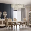 Casa Padrino Luxus Barock Esstisch Weiß / Braun / Gold - Edler Massivholz Esszimmertisch - Barock Esszimmer Möbel - Edel & Prunkvoll
