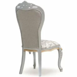 Casa Padrino Luxus Barock Esszimmer Stuhl Grau / Silber / Gold - Barock Möbel