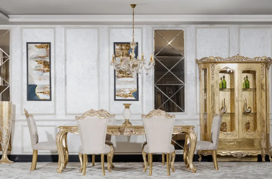 Casa Padrino Luxus Barock Esszimmer Stuhl 6er Set Grau / Gold - Prunkvolle Barockstil Küchen Stühle - Luxus Esszimmer Möbel im Barockstil - Barock Esszimmer Möbel - Barockstil Möbel