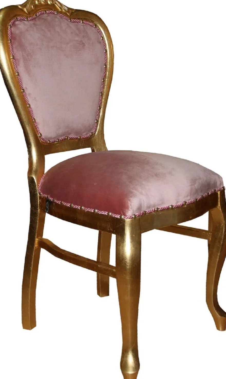 Casa Padrino Luxus Barock Esszimmer Set Rosa / Gold 45 x 46 x H. 99 cm - 6 handgefertigte Esszimmerstühle - Barock Esszimmermöbel