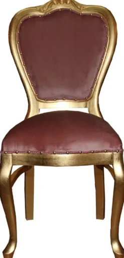 Casa Padrino Luxus Barock Esszimmer Set Rosa / Gold 45 x 46 x H. 99 cm - 6 handgefertigte Esszimmerstühle - Barock Esszimmermöbel