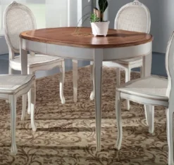 Casa Padrino Luxus Barock Esstisch Braun Intarsien / Antik Weiß - Ovaler ausziehbarer Massivholz Esszimmertisch im Barockstil - Barock Esszimmer Möbel - Luxus Qualität - Made in Italy