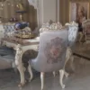 Casa Padrino Luxus Barock Esstisch Silber / Creme / Gold - Handgefertigter Massivholz Esszimmertisch - Möbel im Barockstil - Edel & Prunkvoll