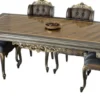 Casa Padrino Luxus Barock Esszimmer Set Blau / Grau / Gold - 1 Esszimmertisch & 6 Esszimmerstühle - Edle Barock Esszimmer Möbel - Edel & Prunkvoll