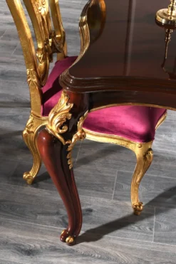 Casa Padrino Luxus Barock Esstisch Dunkelbraun / Gold 238 x 118 x H. 81 cm - Prunkvoller Küchentisch - Massivholz Esszimmertisch - Barock Esszimmer Möbel