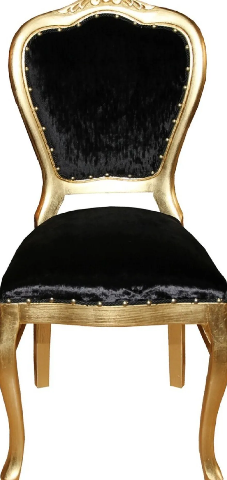 Casa Padrino Luxus Barock Esszimmer Set Schwarz / Gold 45 x 46 x H. 99 cm - 6 handgefertigte Esszimmerstühle - Barock Esszimmermöbel